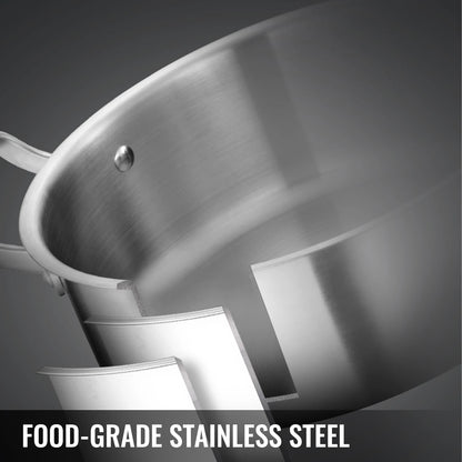 Steamer Pot - Food Steamer - Pot with Lid - 5 Layers - 28CM - Stainless Steel Steamer - For Cooking Food Steamer Set - Suitable for Gas and Electric Grill Stoves - Silver