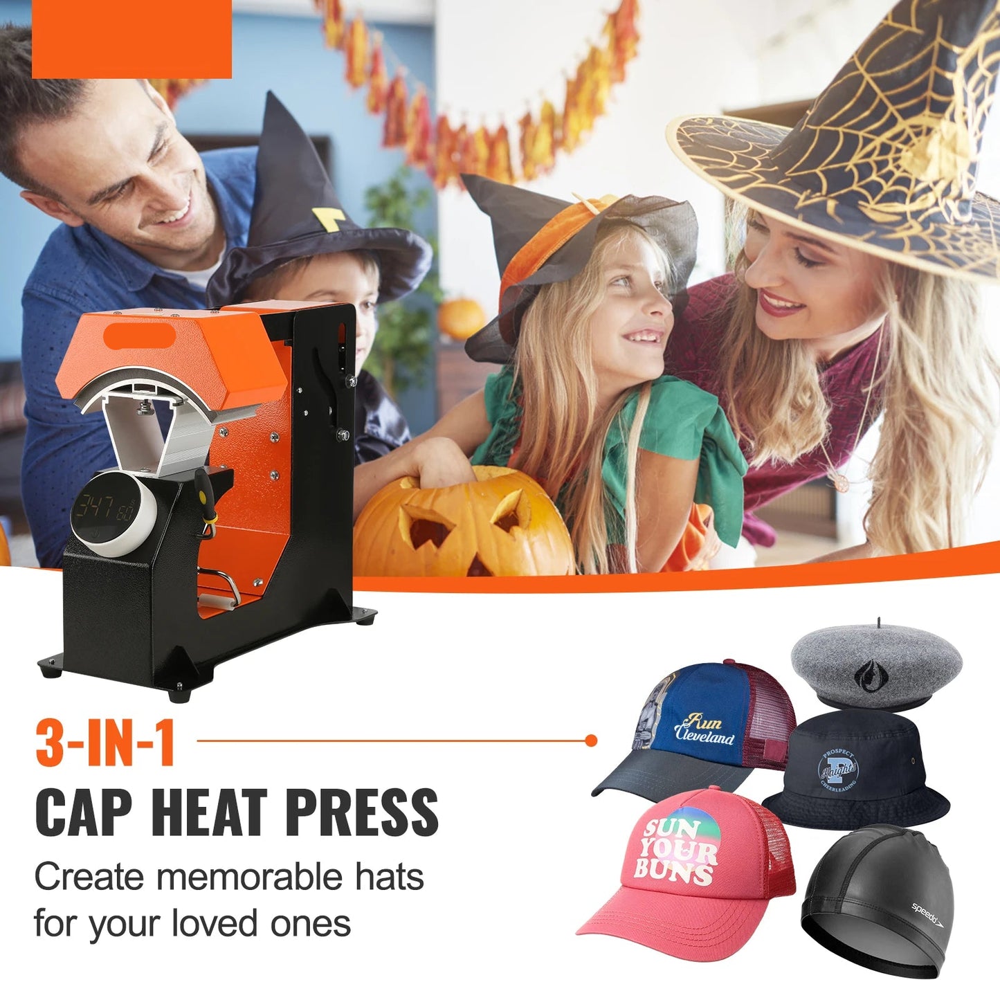 Pettenpers - Warmte Pers Machine - Hittepers - Transferpers - Hittepersmachine - 3-in-1 - Plotter -  voor Caps met Verwisselbare Drukplaten & Automatische Vrijgave