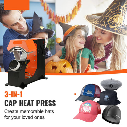 Pettenpers - Warmte Pers Machine - Hittepers - Transferpers - Hittepersmachine - 3-in-1 - Plotter -  voor Caps met Verwisselbare Drukplaten & Automatische Vrijgave