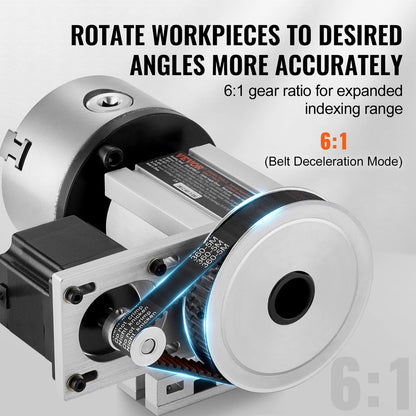 CNC 4e As – CNC Rotatieas – Freesas – Gravureas – Multifunctionele As – K11 100mm Klauw – Nema23 Motor