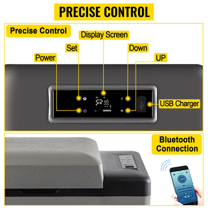 Draagbare Compressor Koelbox - Autokoelkast - Koelbox Auto - Minikoelkast - Elektrische Koelbox - 12/24V DC 110-240V - Auto Camping Koelbox - Mobiele App Bediening - 55L