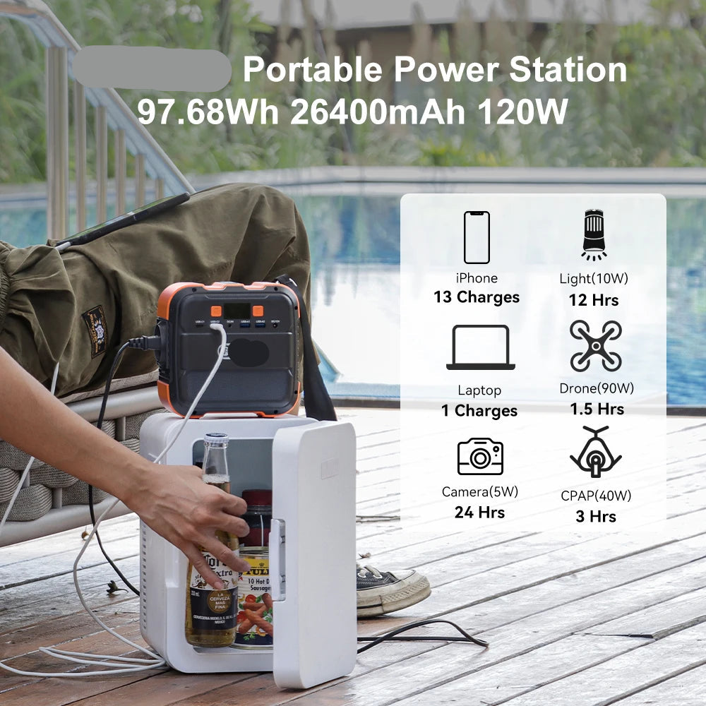Portable Power Generator – Draagbare Powerbank – Mobiele Accu – Oplaadstation – Compact Formaat – 120W AC Uitgang – Lithium-Ion Batterij - QUORE