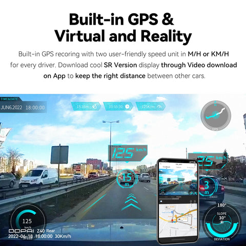 Dash Cam Dual GPS – 1944P HD – WiFi – Voor & Achter – 24H Parkeerbeveiliging – D²save Opslag – Zonder Geheugenkaart