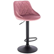 Adjustable Bar Stool - Bar Stool - Bar Stools with Backrest - Footrest - Chrome Steel - Ergonomic Design - Black Velvet