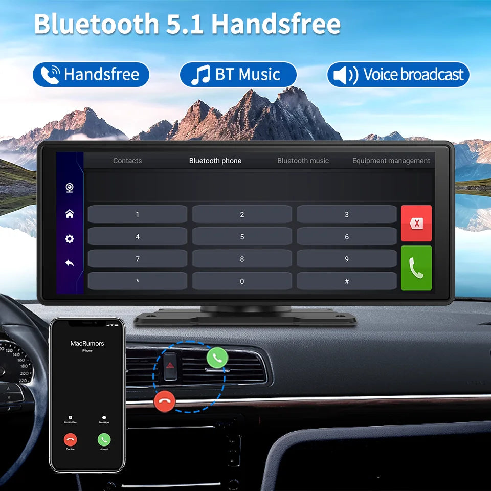 E32 - Dashcam voor Auto - WiFi - Dashcams - FullHD video - Super compact - Parkeermodus - 16:9 - 10.26 inch Scherm - Geen Camera aan de voor- en Achterkant - Zwart - QUORE