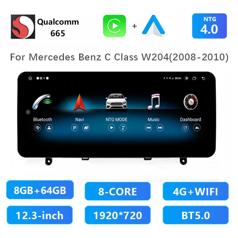 Autoradio – Multimedia Radio – Auto Stereo – 1-DIN Speler – Navigatie Systeem – 12,3 Inch Scherm – Snapdragon 665 Processor – Draadloos CarPlay & Android Auto