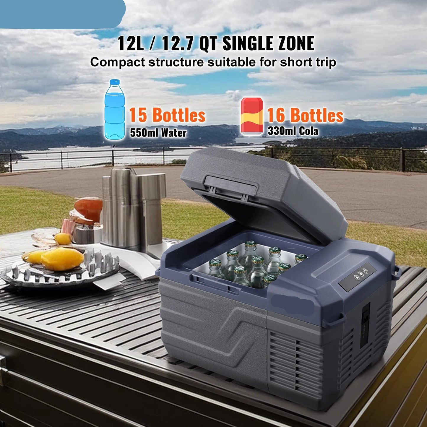 Auto Koelkast - Elektrische Koelbox - Koelbox - Mini Koelkast - 8L Capaciteit - 12/24V DC Compressor - Enkel & Dual-Zone - Bluetooth Temperatuurregeling - Draagbare - Geschikt voor Outdoor Camping & RV