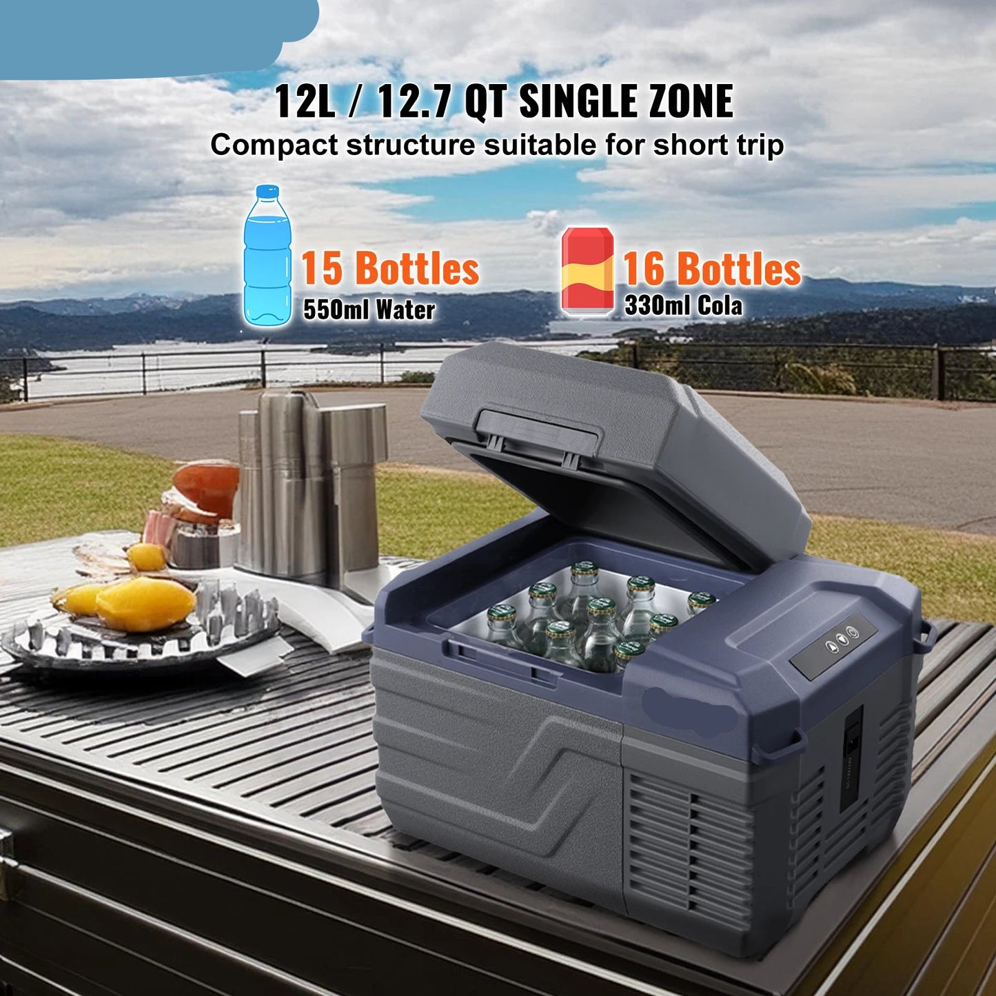 Auto Koelkast - Elektrische Koelbox - Koelbox - Mini Koelkast - 45L Capaciteit - 12/24V DC Compressor - Enkel & Dual-Zone - Bluetooth Temperatuurregeling - Draagbare - Geschikt voor Outdoor Camping & RV