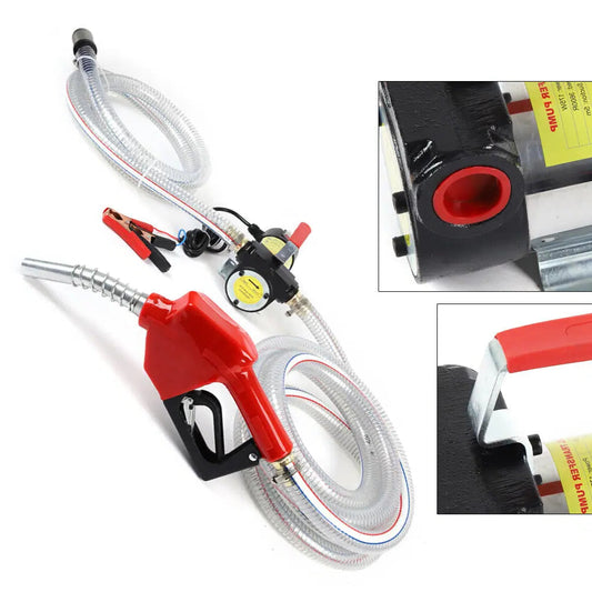 Elektrische Pomp - Brandstofpomp elektrisch - Tankpistool - Dieselpomp - Brandstofpompen - 230V/12V - 50L/Min - Diesel Elektrische Pomp - Zelfaanzuigende Brandstofpomp met Hoge Vermogen en Tankpistool - QUORE