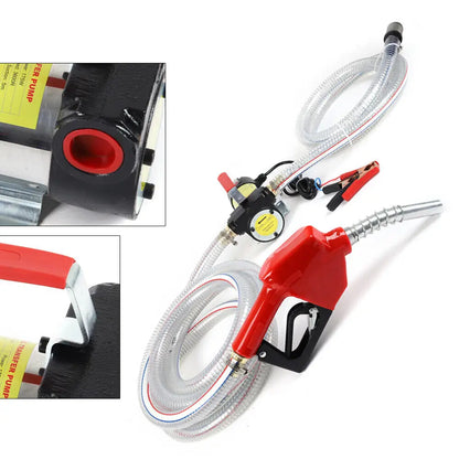 Elektrische Pomp - Brandstofpomp elektrisch - Tankpistool - Dieselpomp - Brandstofpompen - 230V/12V - 50L/Min - Diesel Elektrische Pomp - Zelfaanzuigende Brandstofpomp met Hoge Vermogen en Tankpistool - QUORE