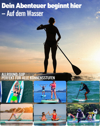 Opblaasbaar Paddleboard – SUP Board – Stand Up Paddle – Lichtgewicht Paddleboard – Draagvermogen 140 Kg – Anti-Slip Oppervlak - Mintkleur
