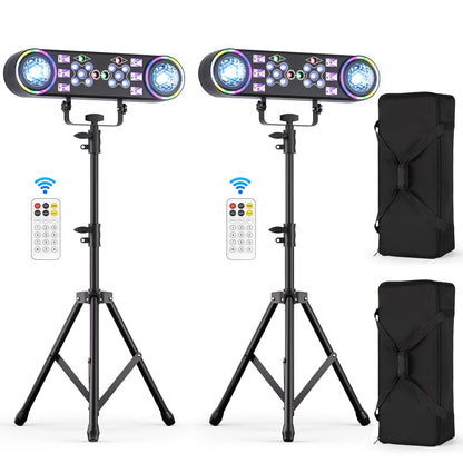 Effectverlichting RGBW – DJ Verlichting – Party Lights – Disco Lampen – LED Effectlampen – 7-in-1 Multifunctioneel – Verstelbaar Statief – Inclusief Draagtas – EU Stekker - QUORE