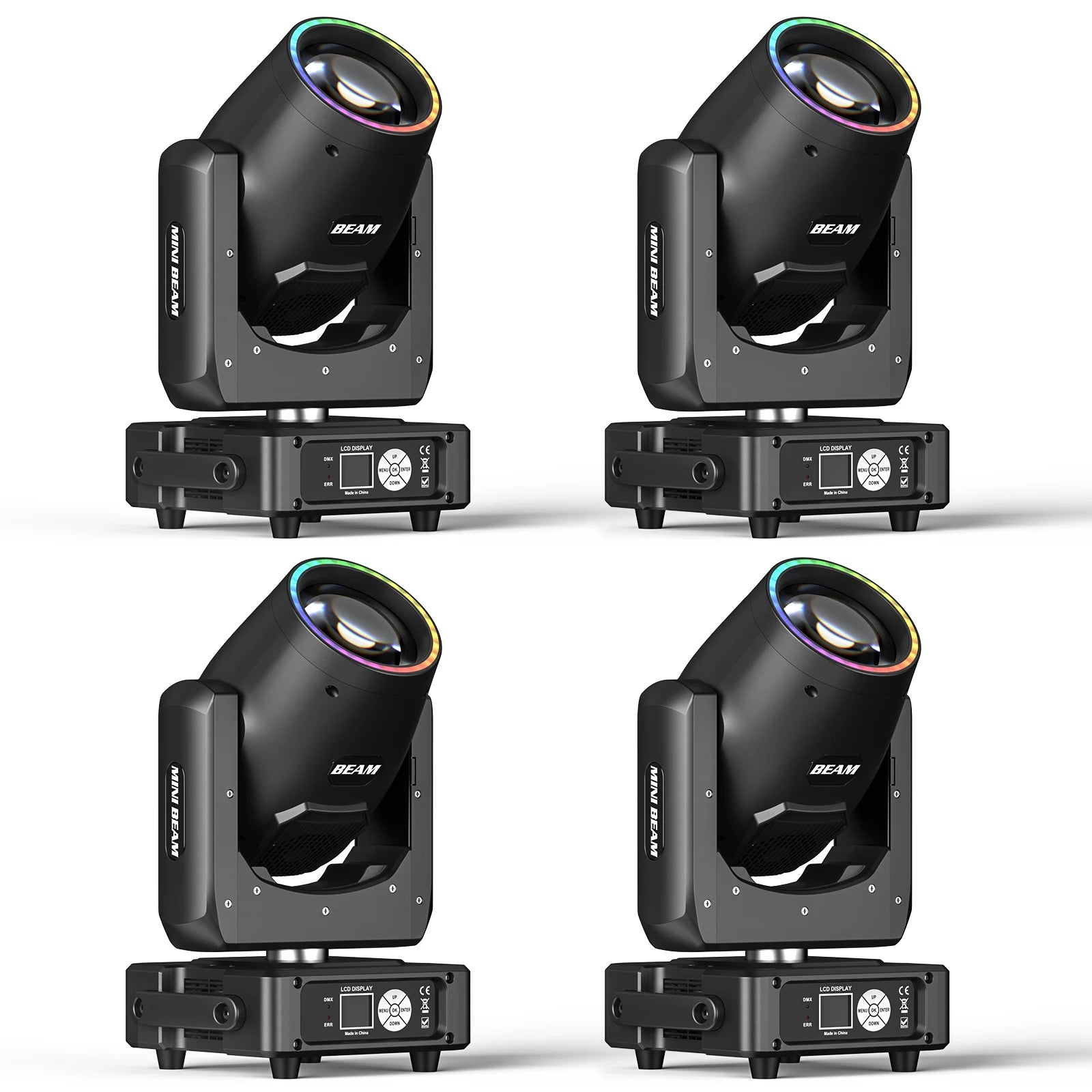 Professionele Moving Head Stage Lights – Moving Head Verlichting – DJ Licht – Podiumverlichting – Effectlampen – Set van 4 met EU Stekker – 450W RGBW LED – DMX512 en Geluidsgestuurd - QUORE