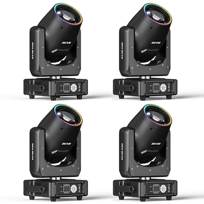 Professionele Moving Head Stage Lights – Moving Head Verlichting – DJ Licht – Podiumverlichting – Effectlampen – Set van 4 met EU Stekker – 450W RGBW LED – DMX512 en Geluidsgestuurd - QUORE