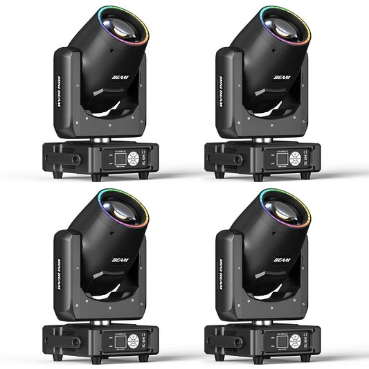 Professionele Moving Head Stage Lights – Moving Head Verlichting – DJ Licht – Podiumverlichting – Effectlampen – Set van 4 met EU Stekker – 450W RGBW LED – DMX512 en Geluidsgestuurd - QUORE