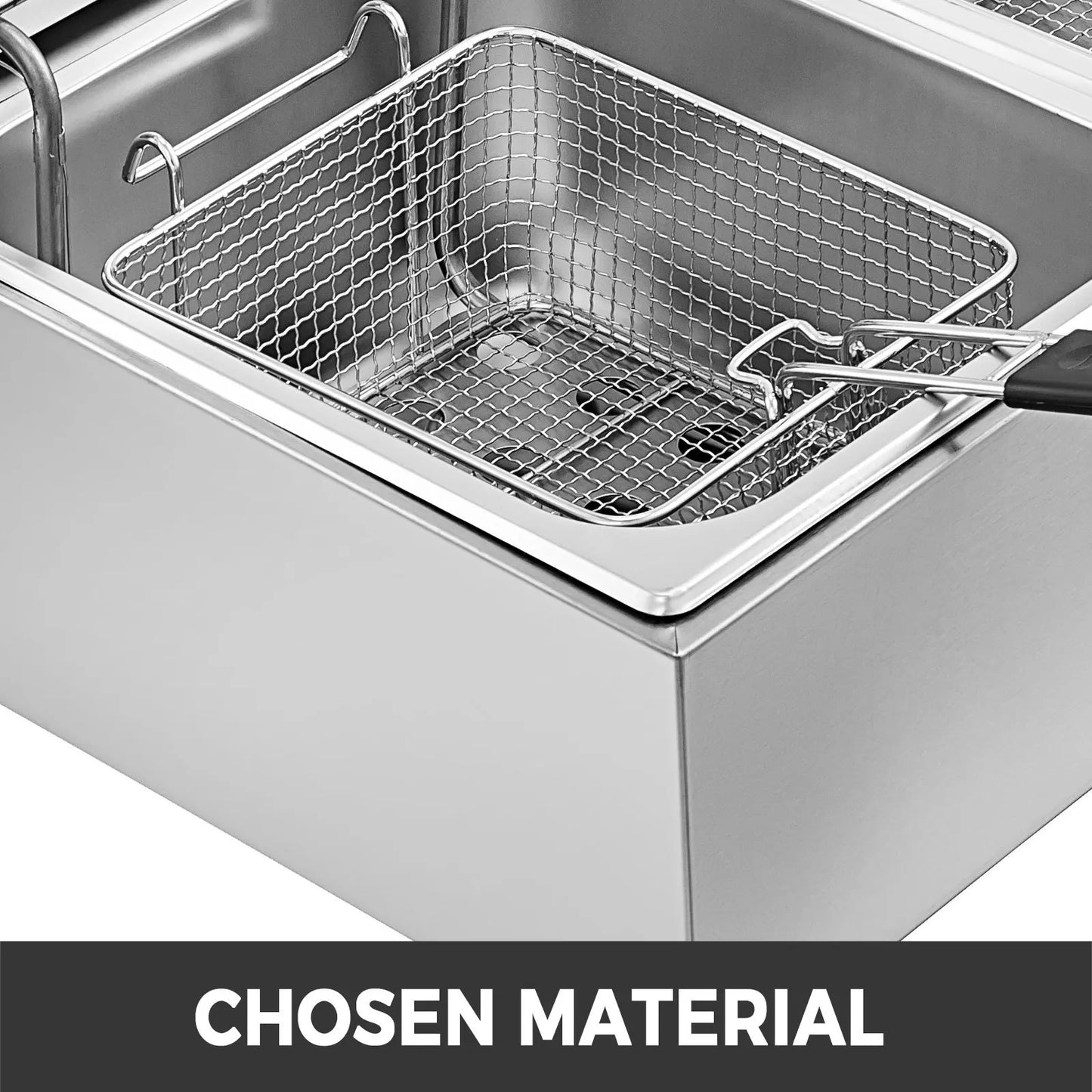 Dubbele Frituurpan - 12L - Frituurpan – Elektrische - 5000W – RVS – Instelbare Thermostaat – Voor Horeca - en Thuisgebruik - Krachtig - en Snel Opwarmen