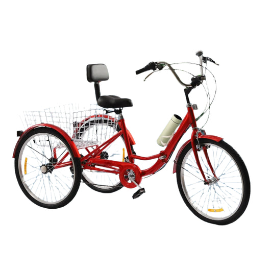 Driewieler – Driewiel Fiets – Driwieler – Driewielfiets – 7 Versnellingen – Stalen Frame – Inklapbaar Frame - Rood