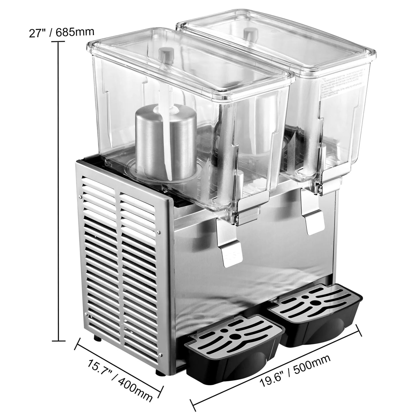 Koeldrankendispenser – Tandem Dispenser – Drankendispenser – Koelmachine – 2 X 12 Liter Tanks – Roestvrijstalen Behuizing - QUORE