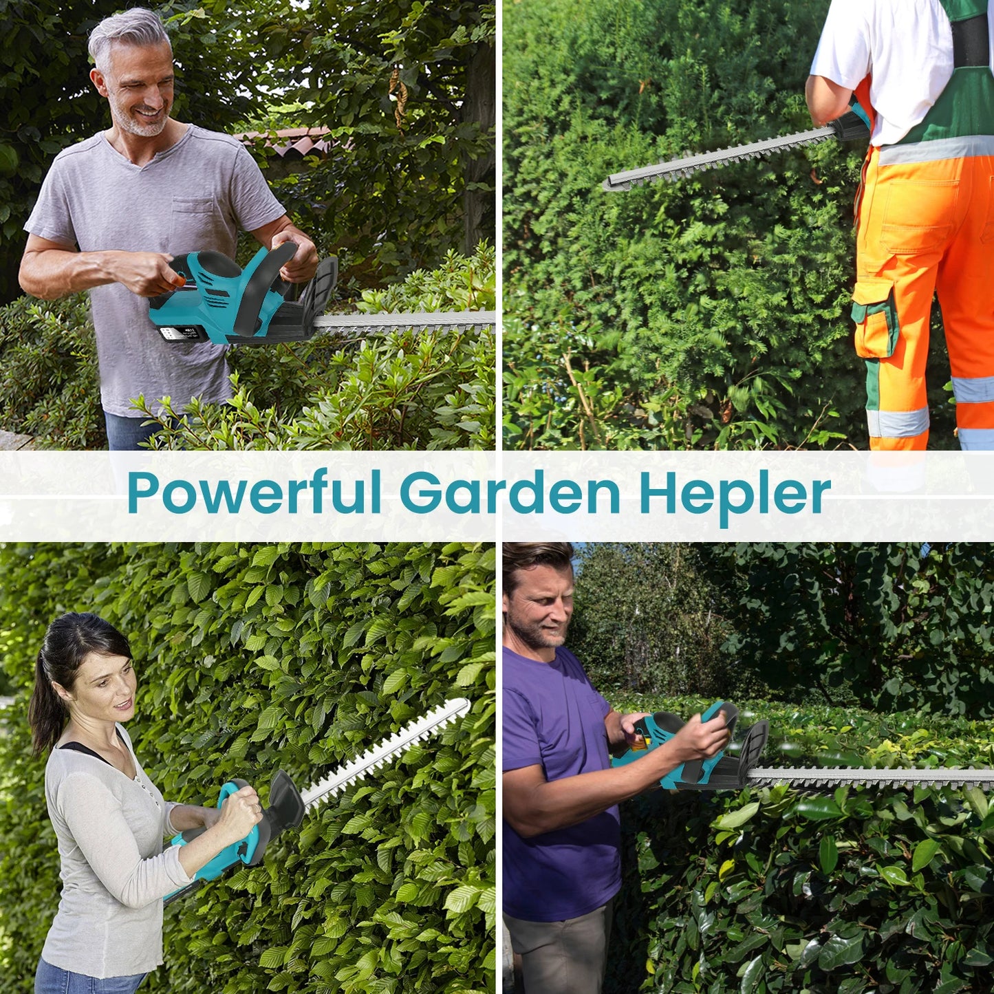 Elektrische Heggenschaar - Heggentrimmer - Heggenschaar Accu - Haagschaar - Draadloze - 21V - 520mm - Snoeischaar en Grastrimmer in één - Voor Tuinonderhoud - 1 Accu