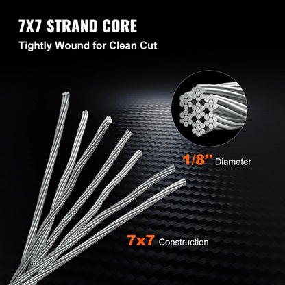 Wire Rope - Wire Rope - Wire Rope with Loops - 7x7 Wire Rope - 500FT - for Railing/Deck DIY