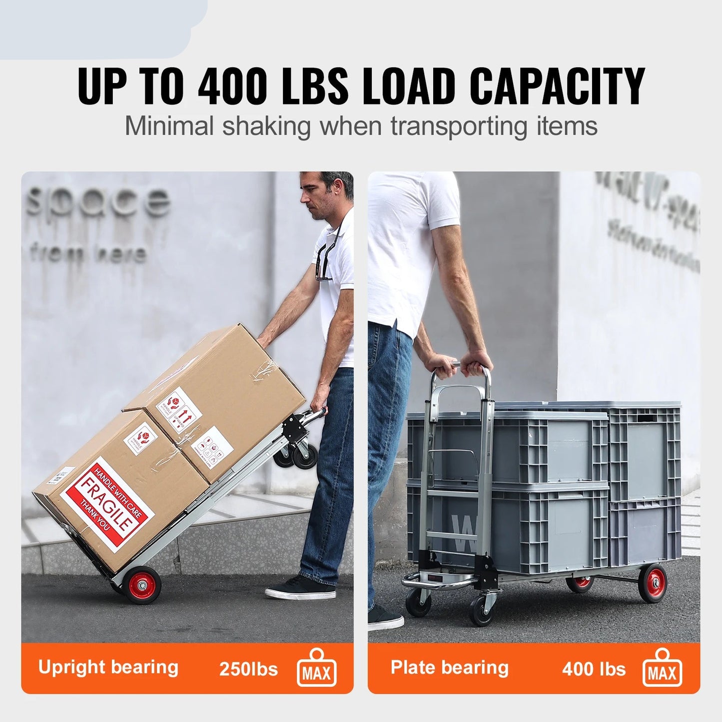 Steekwagen - Steekkar - Traploper - Transportwagen - Draagvermogen 136 kg - Vouwbare Handtruck - Aluminium Zware Industriële Dolly Kar - voor Transport en Verhuiswerk - Zilver