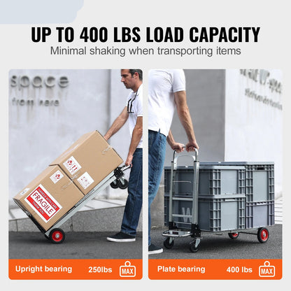 Steekwagen - Steekkar - Traploper - Transportwagen - Draagvermogen 136 kg - Vouwbare Handtruck - Aluminium Zware Industriële Dolly Kar - voor Transport en Verhuiswerk - Zilver