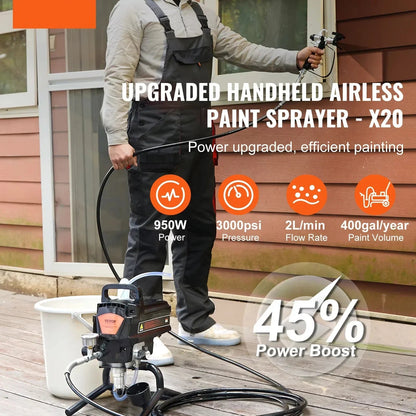 Airless Verfspuit - 750W – Spuitmachine - met Kar - 3000PSI Hoge Druk – Elektrische Verfspuit - Lange Slang en Verlengstuk - voor Binnen - en Buiten – Professioneel en Efficiënt