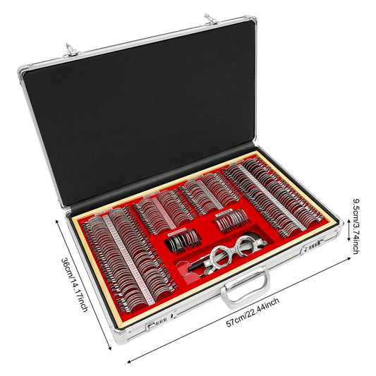 Professionele Optometrie Kit – Proefbril – Testbril – Trial Lenzen – Zichtmeter – 266 Testlenzen – Roestvrij Metalen Montuur