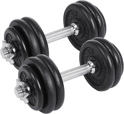 Halterset - Dumbells - 20/30/40kg - Verstelbare - Halterstang Met Gewichten – Voor Krachttraining - en Fitness - Duurzame Gewichtsplaten - Zwart - QUORE