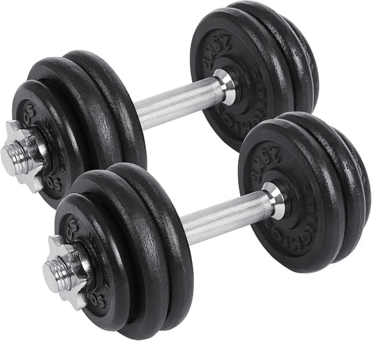 Halterset - Dumbells - 20/30/40kg - Verstelbare - Halterstang Met Gewichten – Voor Krachttraining - en Fitness - Duurzame Gewichtsplaten - Zwart - QUORE