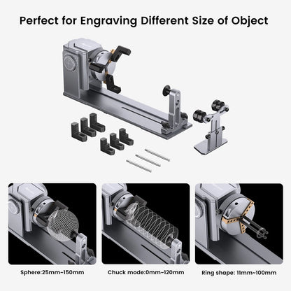 Rotary Roller Set – Draaibare Roller – Graveer Roller – Cilinderhouder – Rotatiehulpmiddel – Verstelbare Diameter 4-100 mm – Stabiel Metalen Ontwerp - QUORE