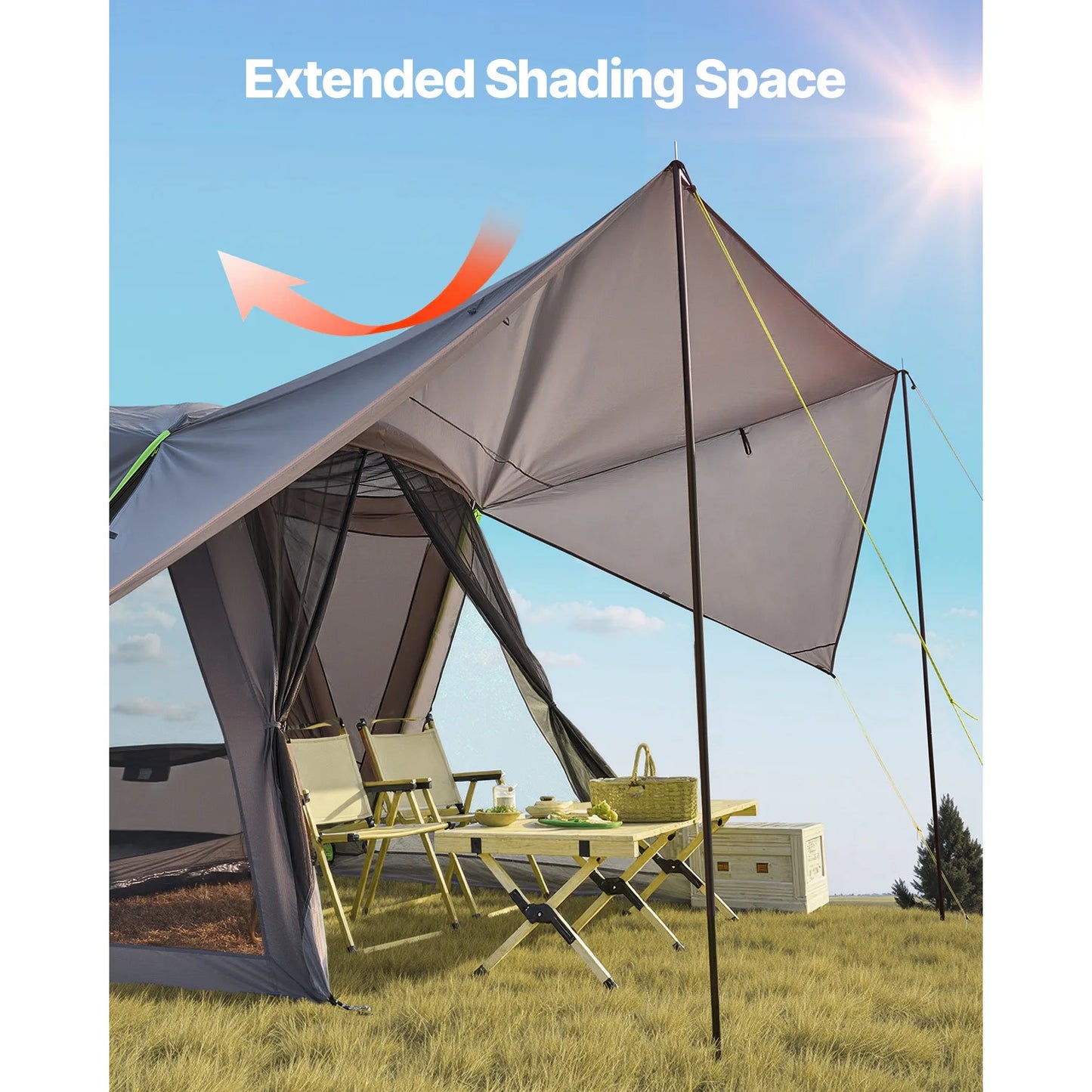 Bustent – Koepeltenten – Kampeertent - Tent - Pop up tent - Tenten - 10x8ft - Waterdicht & Ruim – Dubbel-laags Ontwerp – Schaduwluifel & Mesh Vensters - QUORE