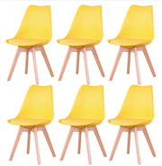 Chair - Dining Chairs - Dining Chairs Set of 6 - Nordic Medieval Dining Chairs - Padded Seat - Beech Legs - Yellow