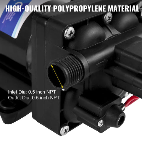 Afspuitpomp - RV-waterpomp - 12V - 3GPM - 45 psi - Zelf aanzuigend - Camper Marine Boot Membraanpomp - QUORE
