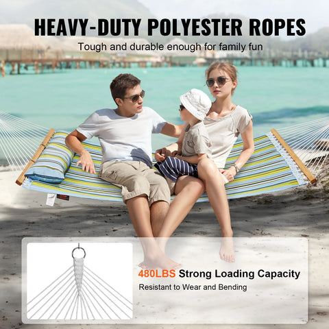 Hangmat - Hangmat voor Twee Personen - Hangmat 2 Persoons - Hanging Chair - Hamac - Hammock Chair -  Gewatteerde hangmat - Afneembaar kussen en kettingen - voor kamperen/tuin/strand - Draagvermogen van 220 k