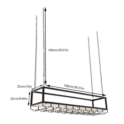 110cm/100cm Hanging Wine Rack Wine Bottle Holder Glass Shelf Kitchen Storage Display Rack Ceiling Mount Adjustable