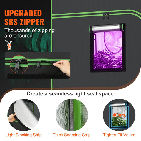 Reflecterende Mylar hydrocultuurtent met kijkvenster - hydrocultuurtent - kweektent - hydrocultuursysteem - hydrocultuurkit - 2000D48x48x80inch - voor het kweken van planten