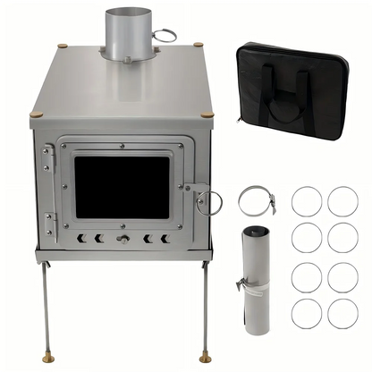 Titanium Houtkachel – Opvouwbare Kachel – Draagbare Stove – Camping Kamin – Outdoor Houtbrander – Lichtgewicht Titanium – Duurzaam En Compact - QUORE