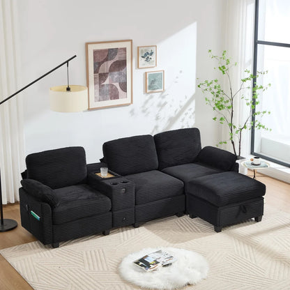 3-Persoonsbank – Driezitsbank – Zithoek – Bankstel – Sofa – Comfortabel Schuim – Afneembare Middenconsole Met Usb-C Aansluiting
