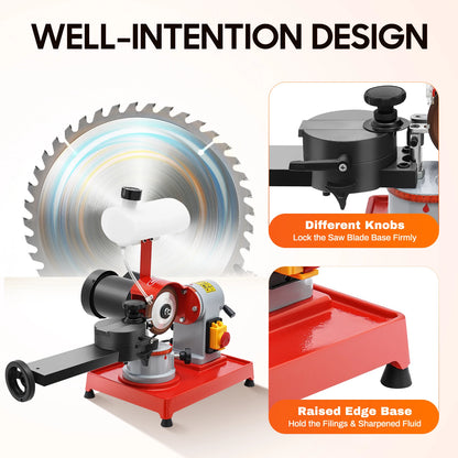 Zaagbladslijpmachine – Zaagbladslijper – Cirkelzaagslijper – Bladenslijper – Zaagblad Scherp Maker – Rood – 370W Motor – 2850 RPM Toerental