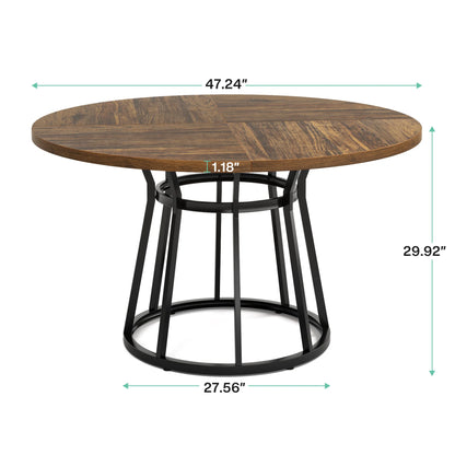 Ronde Eettafel – Ronde Tafel – Eetkamertafel – Family Table – 120 Cm Doorsnede – Stevig Metalen Onderstel - QUORE