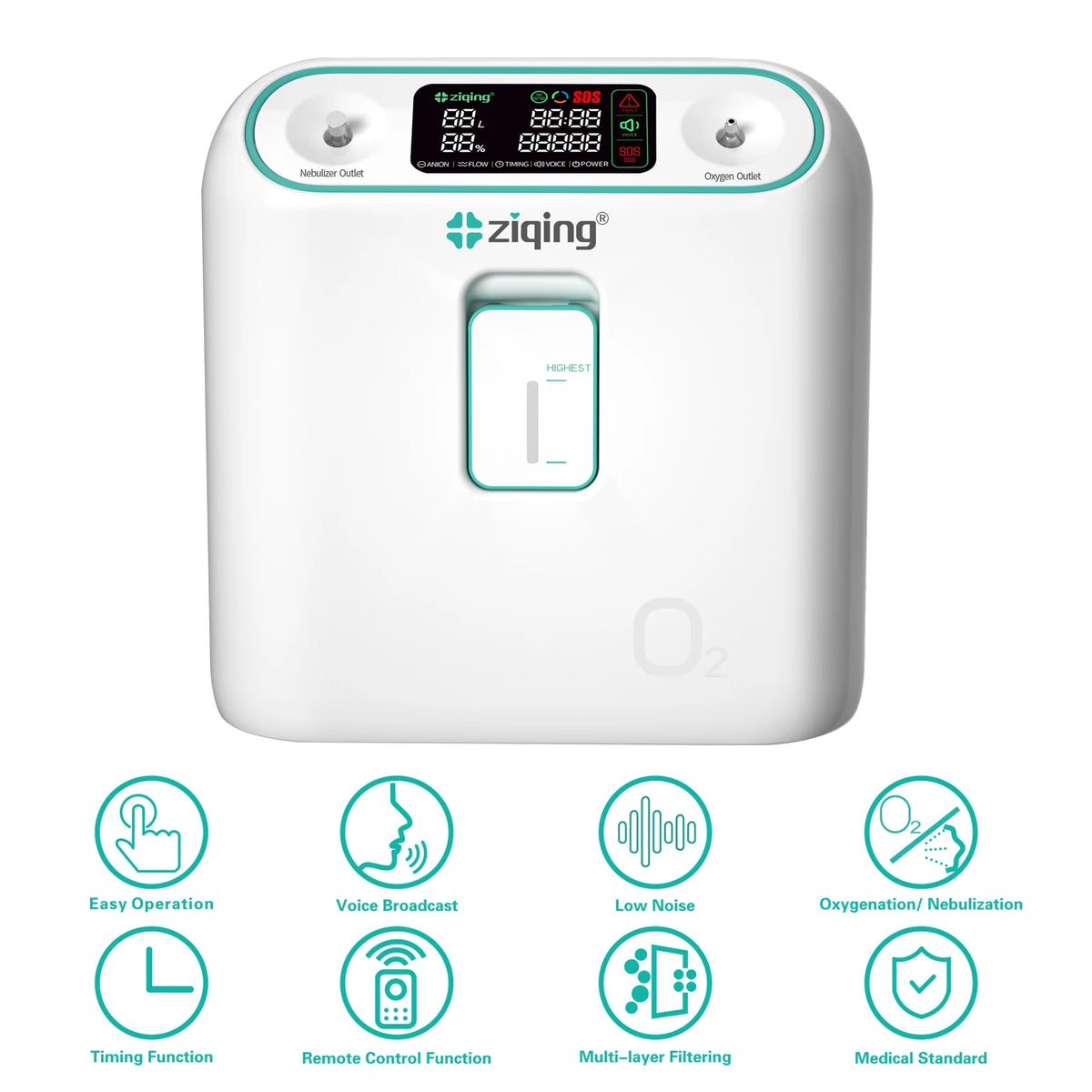 2-9L/min Portable Oxygen Concentrator Generator For Home Travel Design Adjustable 96% High Purity With Nebulizer Oxygen Machine - QUORE
