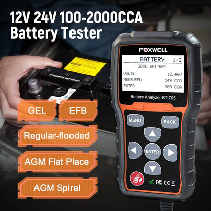 Batterijtester Auto – Accutester – Accu Tester – Laadsysteem Tester – Startsysteem Checker – 12V En 24V – CCA Meting