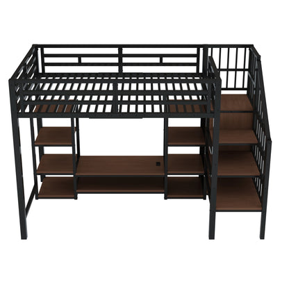 Multifunctionele Kinderhoogslaper – Stapelbed – Halfhoogslaper – Kinderbed – Hoogslaper Met Opbergruimte – Variant 140x200 cm Zonder Matras – Ingebouwde TV-standaard – Stroomvoorziening Met Veiligheidsladder