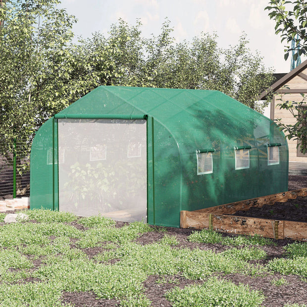Greenhouse - Garden greenhouse - Tunnel greenhouse - 3.5x3x2m - Door and 6 windows - Growing plants.