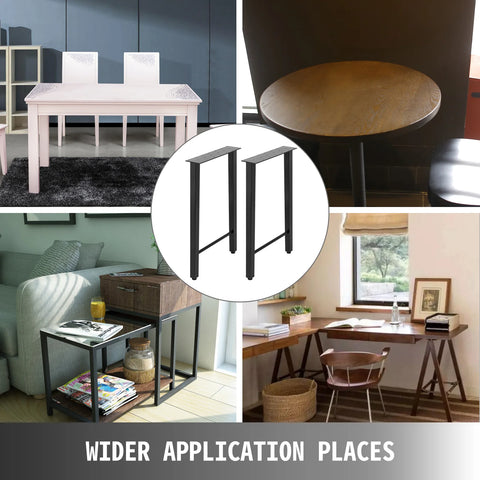 Metalen Tafelpoot - Tafelpoten - Tafelpoten zwart -  Rubberen voeten - 2 Stuks - Staalmateriaal - Zwart - Zwaar Werk