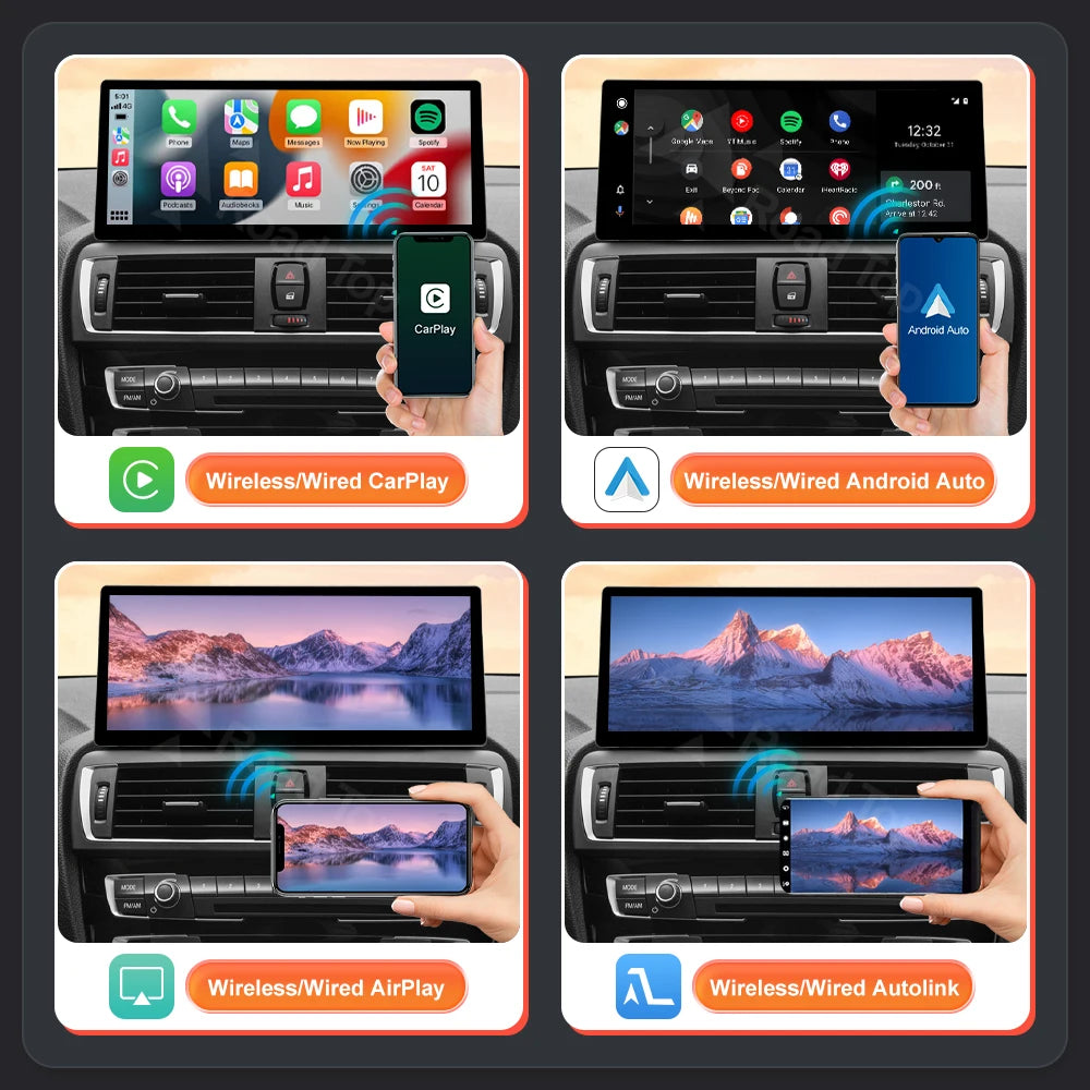 12,3 inch Multimedia Scherm – Touchscreen Display – Navigatie Scherm – Auto Monitor – Infotainment Paneel – Ultradun Design – Draadloze CarPlay & Android Auto - QUORE