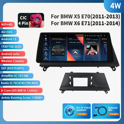 AI Intelligent Player 2 Din Android Car Radio Multimedia Video Player for BMW X5 E70 X6 E71 CCC CIC GPS Navi Carplay Auto 4G RDS