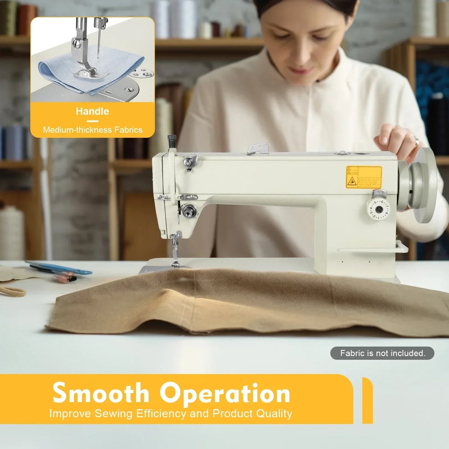Industriële Naaimachine – Robuuste Naaimachine – Stevige Naaimachine – Medium Stoffenmachine – Dubbele Draad – 3000 Steken Per Minuut – Gietijzeren Behuizing