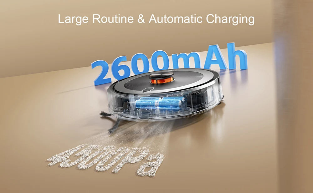 Lidar Robotstofzuiger - Dweilrobot - Vaccum Cleaner - Robot Vacuum - 2600mAh Batterij – 2-in-1 Stofzuiger & Mop - 4500Pa Zuigkracht – 3L Stofzak - Zelflegende - Slimme Mapping - Zwart